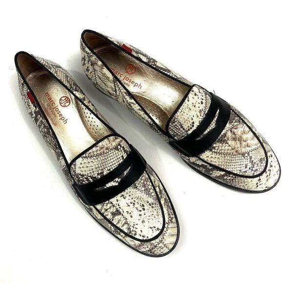 Snake Print Loafers - Black and Cream - Picture 2 of 13